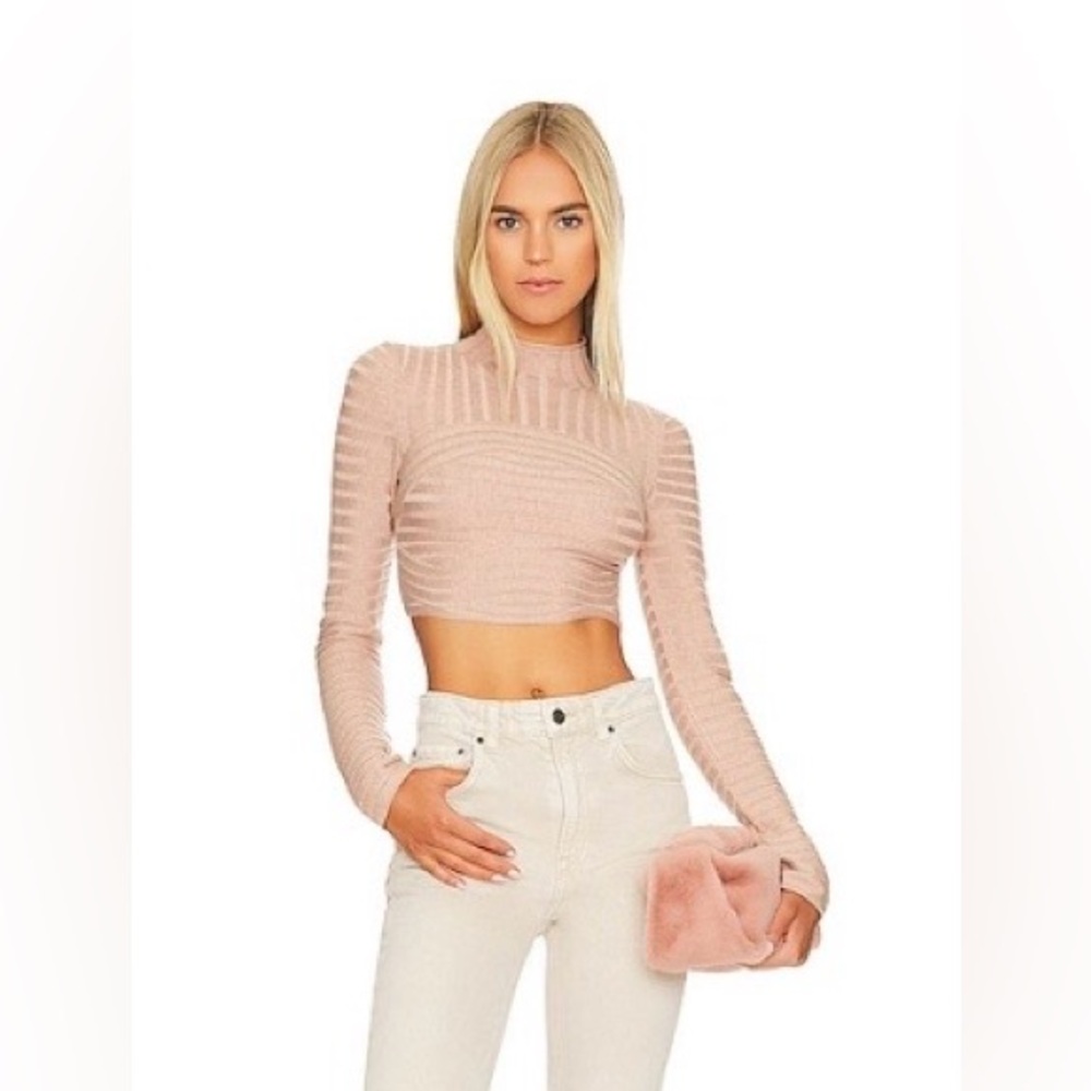 NBD Dylan Wide Rib Cropped
Sweater in Tan